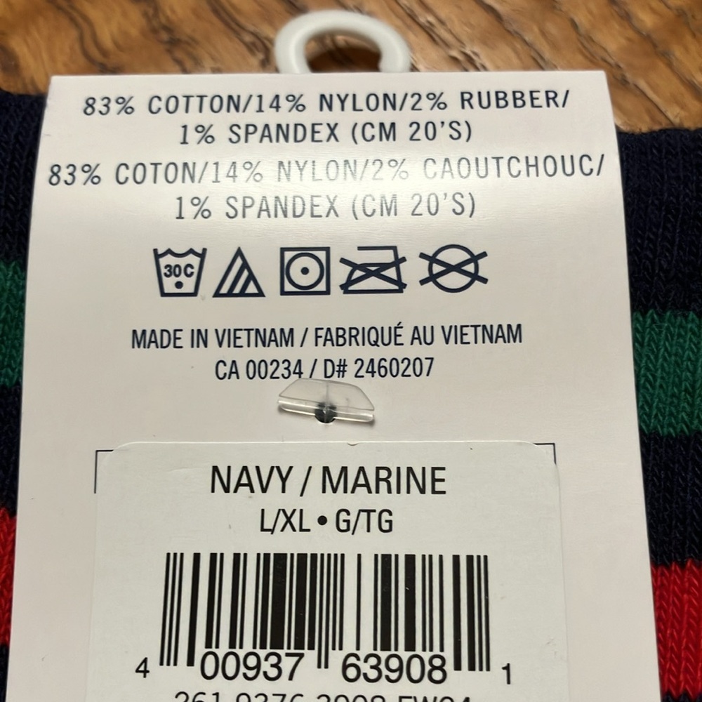 HBC Stripes Navy Blue Crew Socks with Striped Design. - Picture 3 of 5